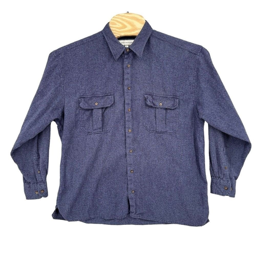 JJ Farmer XL Blue Flannel Long Sleeve Button Up Men's‎ Shirt